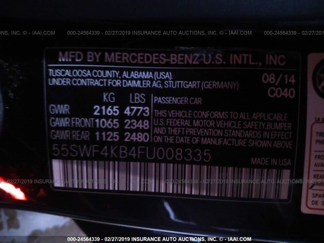 55SWF4KB4FU008335 - 2015 MERCEDES-BENZ C 300 4MATIC Schwarz Foto 9