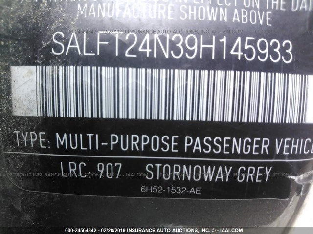 SALFT24N39H145933 - 2009 LAND ROVER LR2 HSE TECHNOLOGY GRAY photo 9