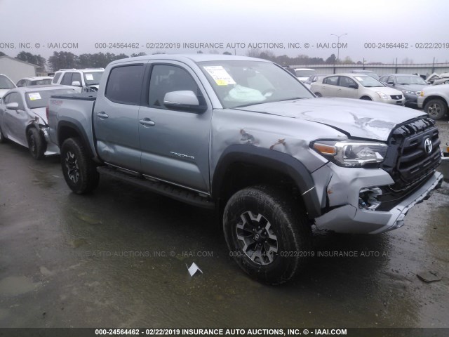 5TFCZ5ANXHX084258 - 2017 TOYOTA TACOMA DOUBLE CAB/SR/SR5/TRD SPO SILVER photo 1