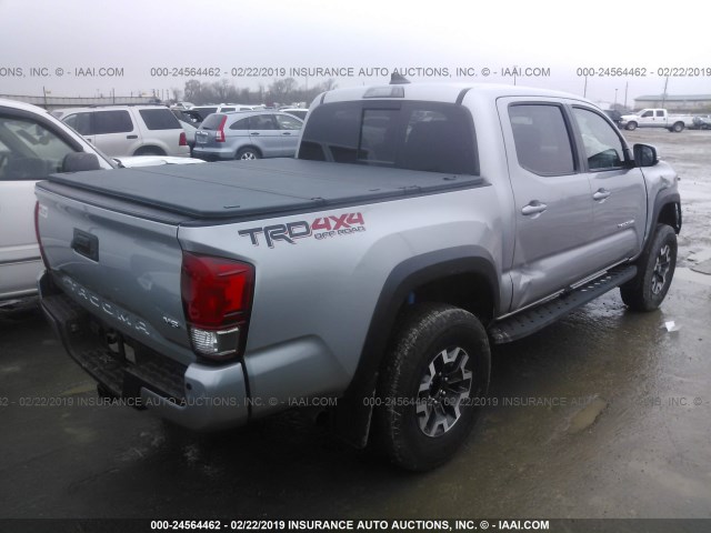 5TFCZ5ANXHX084258 - 2017 TOYOTA TACOMA DOUBLE CAB/SR/SR5/TRD SPO SILVER photo 4