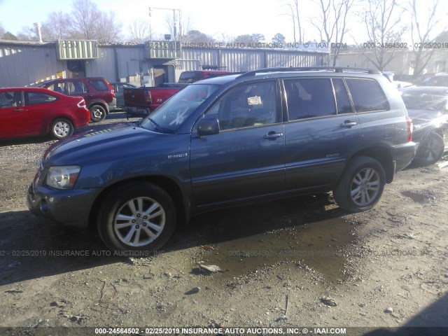 JTEEW21A360033473 - 2006 TOYOTA HIGHLANDER HYBRID BLUE photo 2