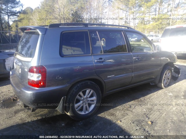 JTEEW21A360033473 - 2006 TOYOTA HIGHLANDER HYBRID BLUE photo 4