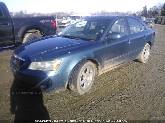 5NPEU46FX6H075006 - 2006 HYUNDAI SONATA GLS/LX BLUE photo 2