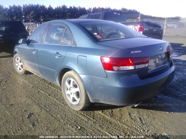 5NPEU46FX6H075006 - 2006 HYUNDAI SONATA GLS/LX BLUE photo 3