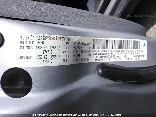 1J8HH48N46C319422 - 2006 JEEP COMMANDER SILVER photo 9