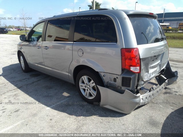 2C4RDGCG0JR239438 - 2018 DODGE GRAND CARAVAN SXT SILVER photo 3