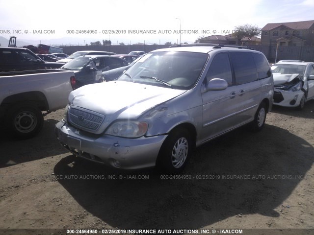 KNDUP132056696301 - 2005 KIA SEDONA EX/LX SILVER photo 2