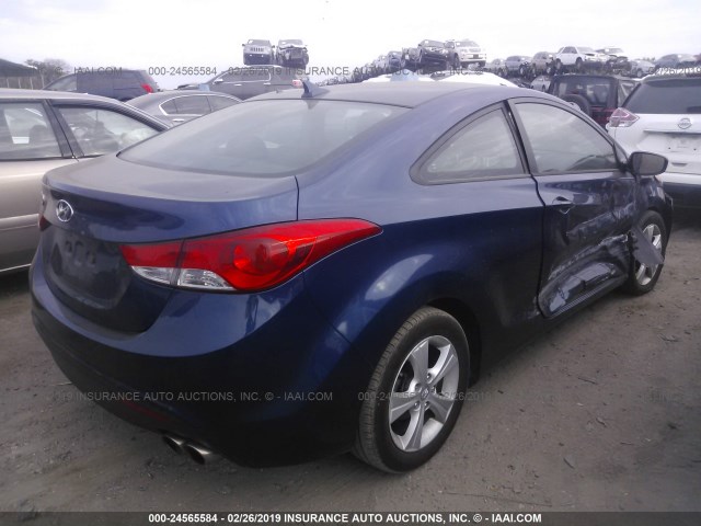 KMHDH6AE0DU011243 - 2013 HYUNDAI ELANTRA COUPE GS/SE Dark Blue photo 4