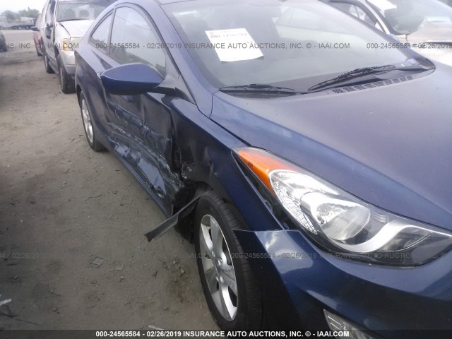 KMHDH6AE0DU011243 - 2013 HYUNDAI ELANTRA COUPE GS/SE Dark Blue photo 6