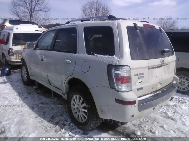 4M2CN9H73BKJ01443 - 2011 MERCURY MARINER PREMIER WHITE photo 3