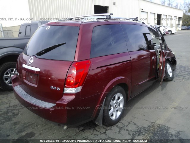 5N1BV28U97N101494 - 2007 NISSAN QUEST S/SE/SL RED photo 4