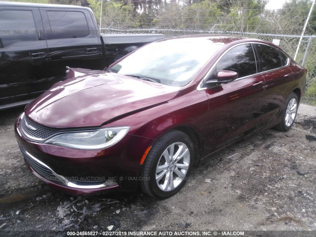 1C3CCCAB6GN163937 - 2016 CHRYSLER 200 LIMITED RED photo 2