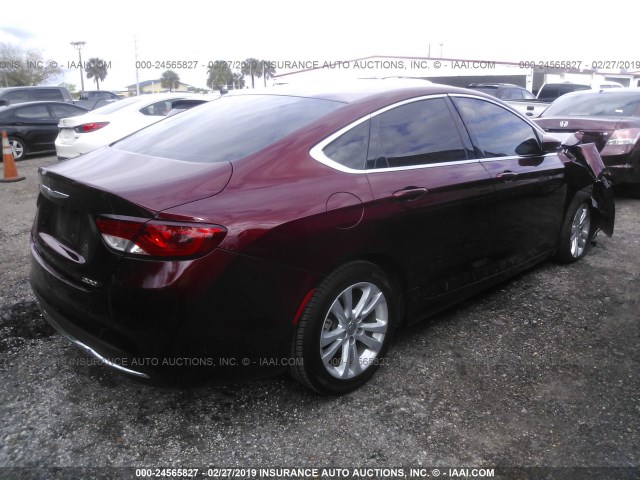 1C3CCCAB6GN163937 - 2016 CHRYSLER 200 LIMITED RED photo 4