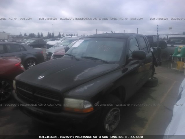 1B7GL2AN6YS758212 - 2000 DODGE DAKOTA QUAD BLACK photo 2