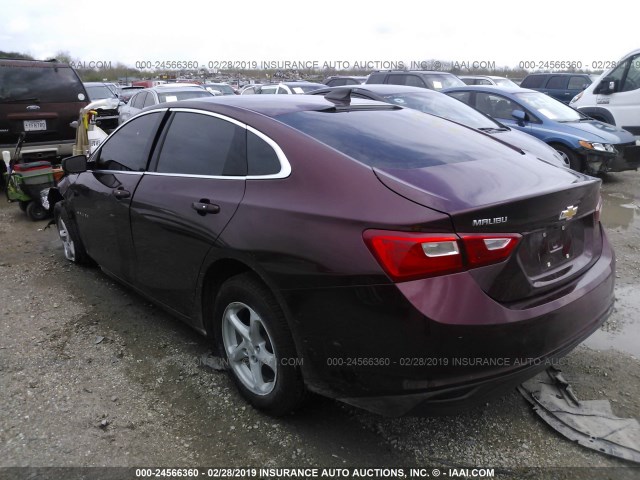 1G1ZB5ST6GF293506 - 2016 CHEVROLET MALIBU LS BURGUNDY photo 3