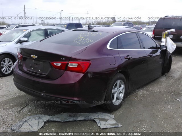 1G1ZB5ST6GF293506 - 2016 CHEVROLET MALIBU LS BURGUNDY photo 4