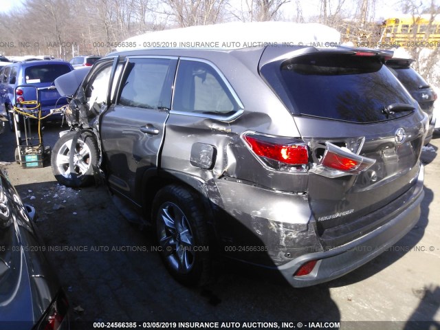 5TDDKRFH8FS085480 - 2015 TOYOTA HIGHLANDER LIMITED/LTD PLATINUM GRAY photo 3