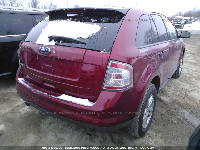 2FMDK36C38BA04564 - 2008 FORD EDGE SE RED photo 4