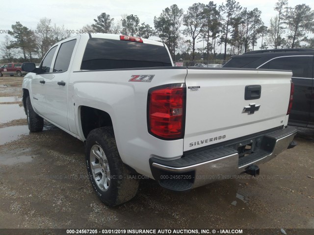 3GCUKREC0EG535433 - 2014 CHEVROLET SILVERADO K1500 LT WHITE photo 3