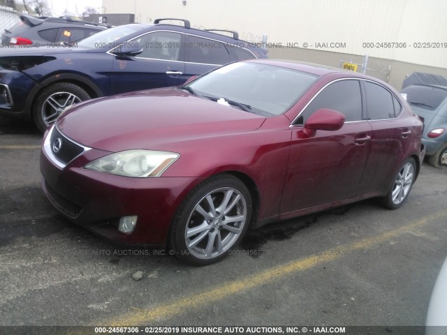 JTHBK262472040490 - 2007 LEXUS IS 250 RED photo 2