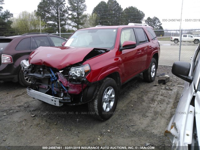 JTEBU5JR0J5587436 - 2018 TOYOTA 4RUNNER SR5 PREM/LTDL/TRAIL/TRD RED photo 2