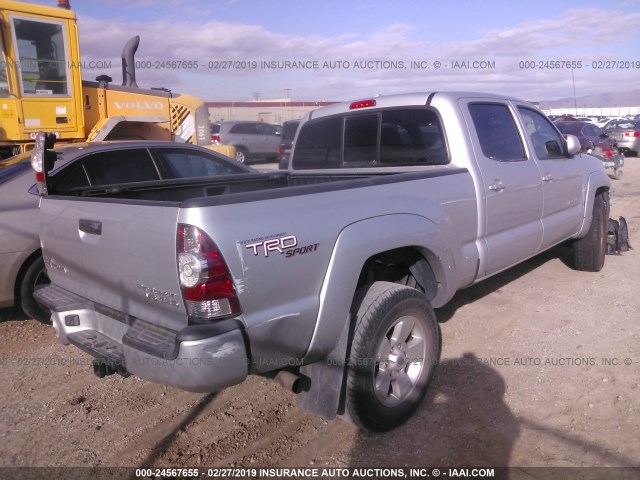 3TMKU4HN4AM023784 - 2010 TOYOTA TACOMA DBL CAB PRERUNNER LNG BED SILVER photo 4