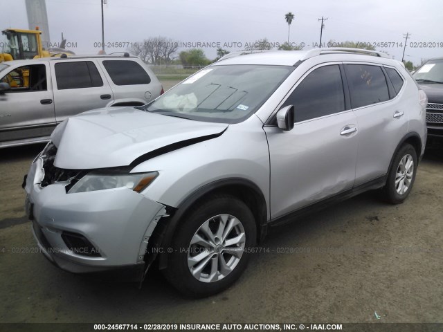 5N1AT2MT1FC912408 - 2015 NISSAN ROGUE S/SL/SV GRAY photo 2