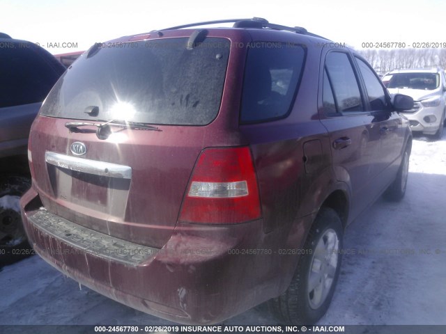 KNDJC736X75669913 - 2007 KIA SORENTO EX/LX RED photo 4