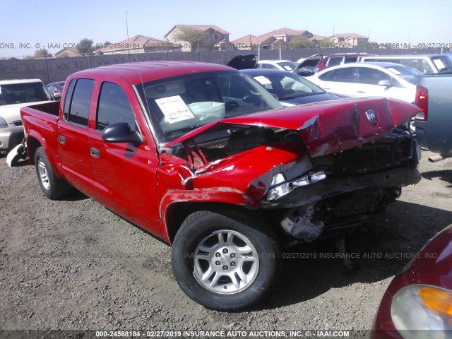 1D7HL38K34S599123 - 2004 DODGE DAKOTA QUAD SPORT RED photo 1