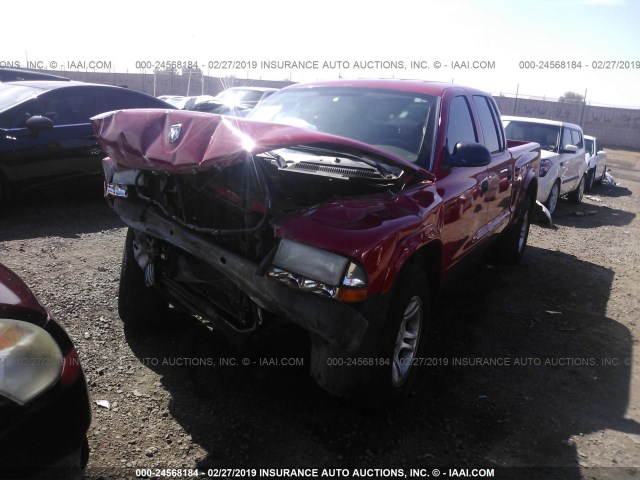 1D7HL38K34S599123 - 2004 DODGE DAKOTA QUAD SPORT RED photo 2