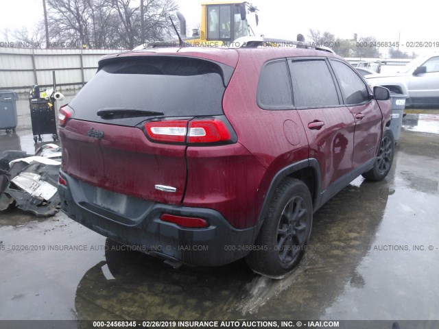 1C4PJLCSXEW170493 - 2014 JEEP CHEROKEE LATITUDE RED photo 4