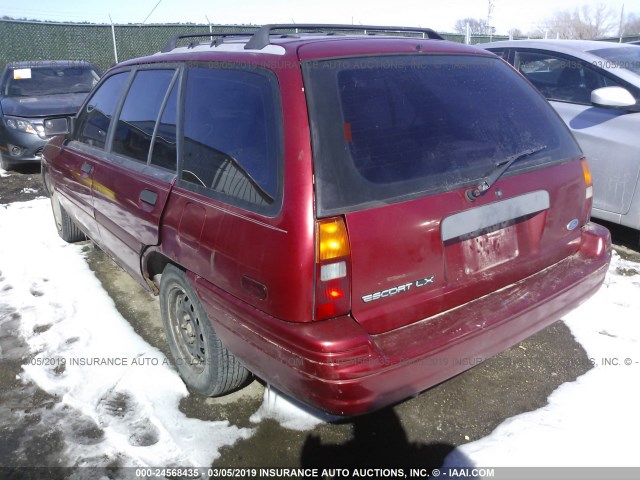 1FAPP15J4PW346115 - 1993 FORD ESCORT LX RED photo 3