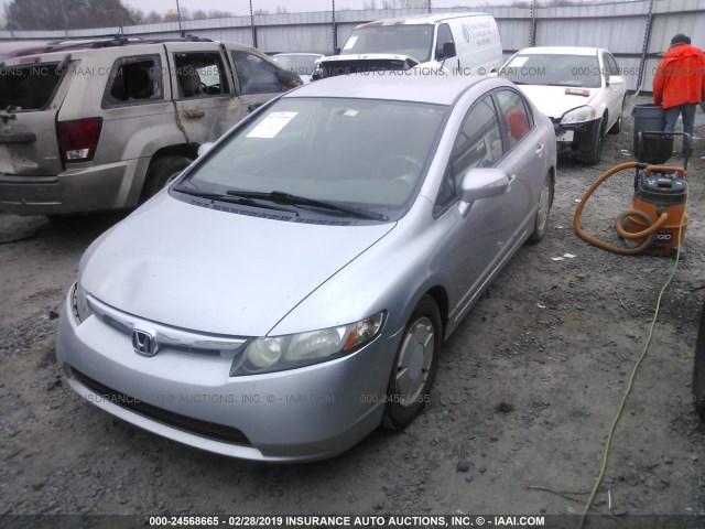 JHMFA36228S002154 - 2008 HONDA CIVIC HYBRID SILVER photo 2