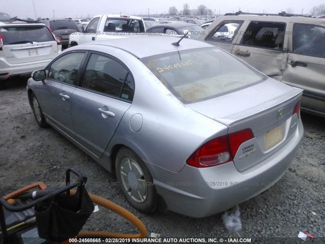 JHMFA36228S002154 - 2008 HONDA CIVIC HYBRID SILVER photo 3