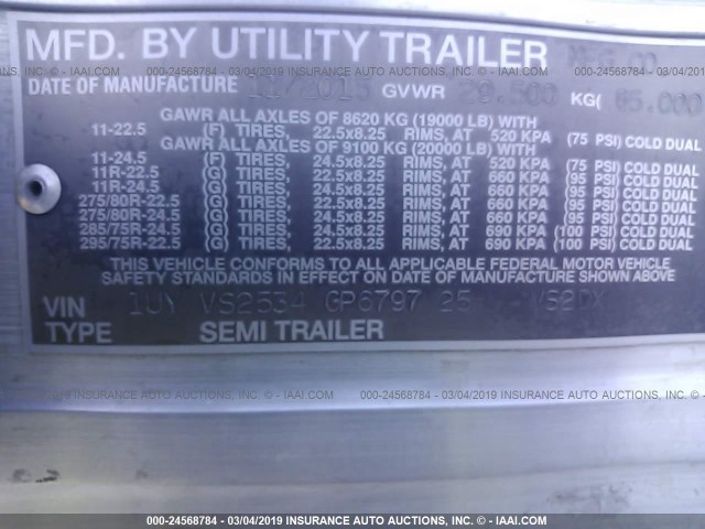 1UYVS2534GP679725 - 2016 UTILITY TRAILER MFG VAN  WHITE photo 9