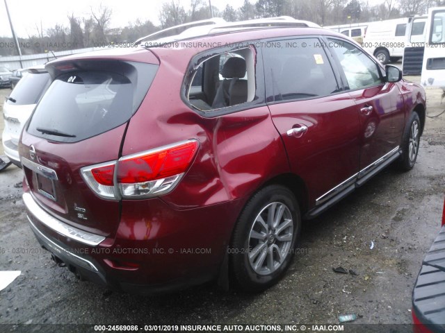 5N1AR2MM0EC631366 - 2014 NISSAN PATHFINDER S/SV/SL/PLATINUM MAROON photo 4