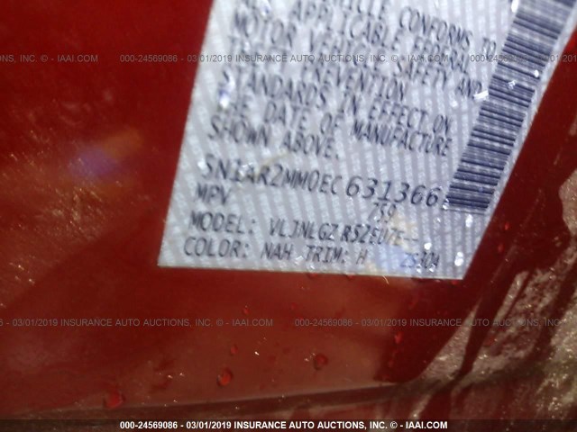 5N1AR2MM0EC631366 - 2014 NISSAN PATHFINDER S/SV/SL/PLATINUM MAROON photo 9