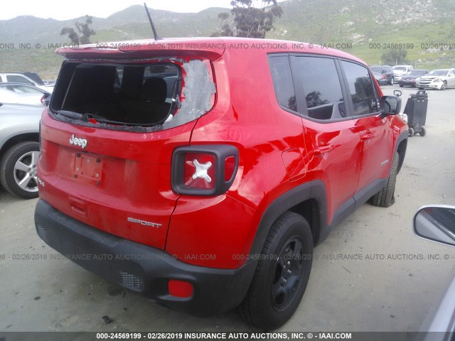 ZACCJBAB3JPJ41689 - 2018 JEEP RENEGADE SPORT RED photo 4