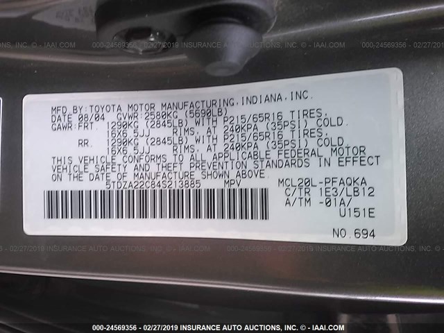 5TDZA22C84S213885 - 2004 TOYOTA SIENNA XLE/XLE LIMITED GRAY photo 9