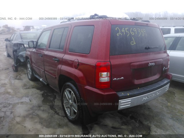 1J8FF48W57D395829 - 2007 JEEP PATRIOT LIMITED RED photo 3