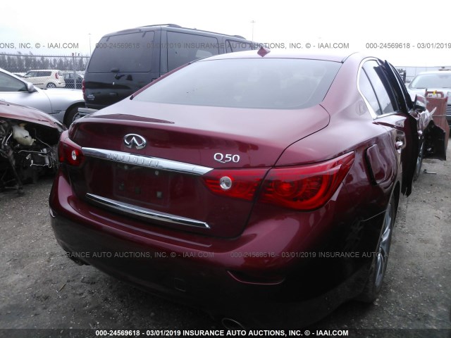 JN1BV7AP6FM331636 - 2015 INFINITI Q50 PREMIUM/SPORT RED photo 4