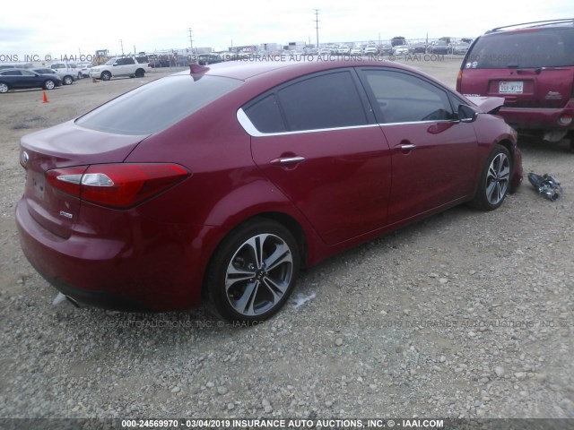 KNAFZ4A81E5064339 - 2014 KIA FORTE EX RED photo 4