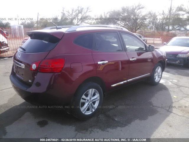 JN8AS5MT8CW250964 - 2012 NISSAN ROGUE S/SV RED photo 4