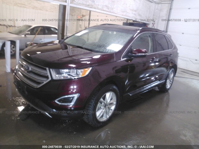 2FMPK4J9XJBB26861 - 2018 FORD EDGE SEL MAROON photo 2