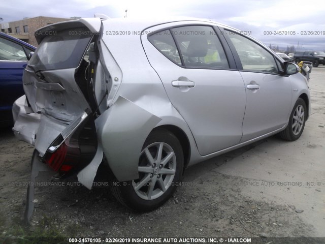 JTDKDTB31G1124076 - 2016 TOYOTA PRIUS C SILVER photo 4