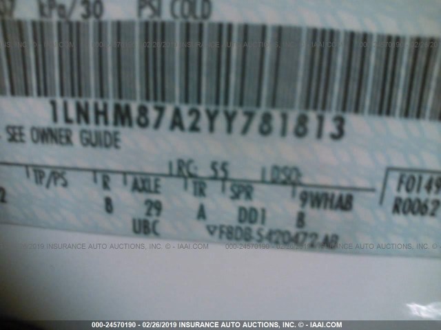 1LNHM87A2YY781813 - 2000 LINCOLN LS WHITE photo 9