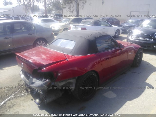 JHMAP214X4T005206 - 2004 HONDA S2000 RED photo 4