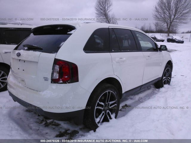 2FMDK4JCXDBC90291 - 2013 FORD EDGE SEL WHITE photo 4