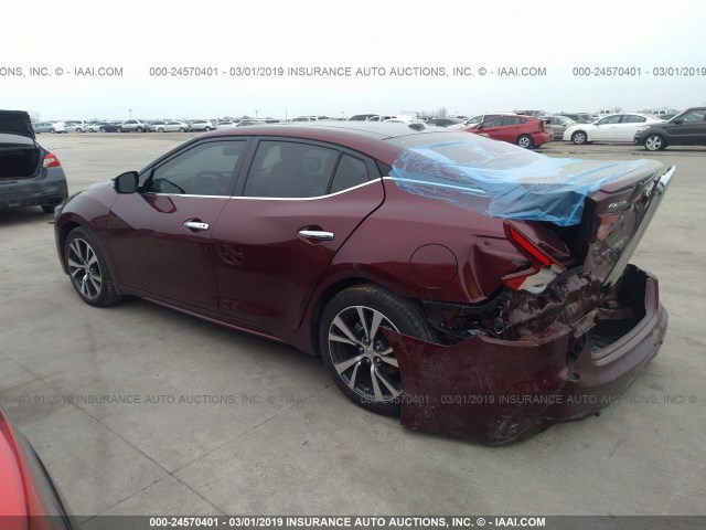 1N4AA6AP5GC437958 - 2016 NISSAN MAXIMA 3.5S/SV/SL/SR/PLAT MAROON photo 3