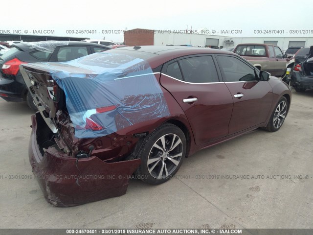 1N4AA6AP5GC437958 - 2016 NISSAN MAXIMA 3.5S/SV/SL/SR/PLAT MAROON photo 4